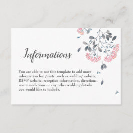 Chic klassisch graue rosa Aquarellfarben Details z Begleitkarte