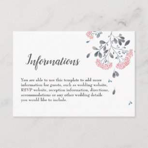 Chic klassisch graue rosa Aquarellfarben Details z Begleitkarte