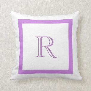 Chic-klassisches lila u. weißes mit Monogramm Kissen