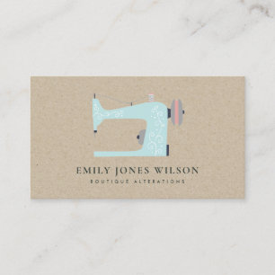 CHIC KRAFT AQUA BLUE PINK SEWMASCHINE TAILOR VISITENKARTE