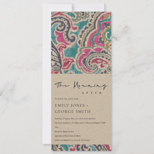 CHIC KRAFT BOHO IKAT TRIBAL PATTERN MORGEN NACH EINLADUNG (Vorderseite)