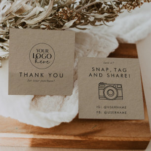 Chic Kraft Paper Logo Social Media Share Vielen Da Quadratische Visitenkarte