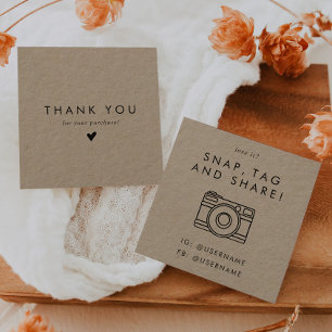 Chic Kraft Paper Social Media Snap Aktie Vielen Da Quadratische Visitenkarte