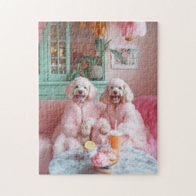 Chic Labradoodles in Pink Lounge (Vertikal)