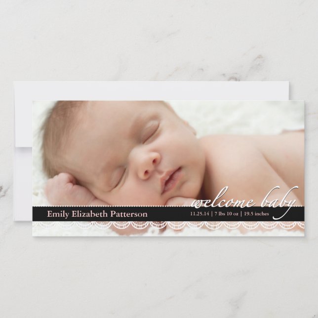 Chic Lace Baby Faire-part de naissance | Photocart (Devant)
