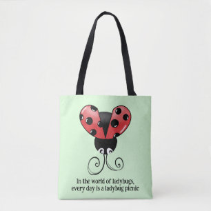 Chic Ladybug Quote Tote Bag - Ladybug Picnic Tasche