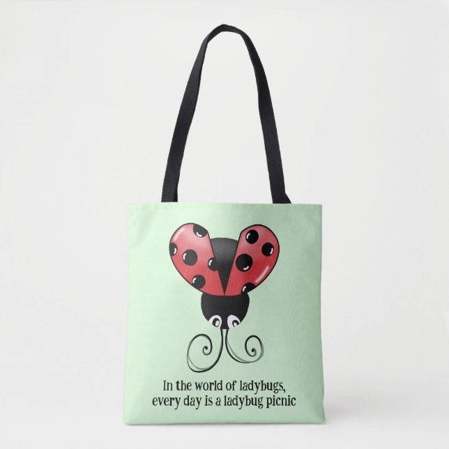 Chic Ladybug Quote Tote Bag - Ladybug Picnic Tasche (Vorderseite)