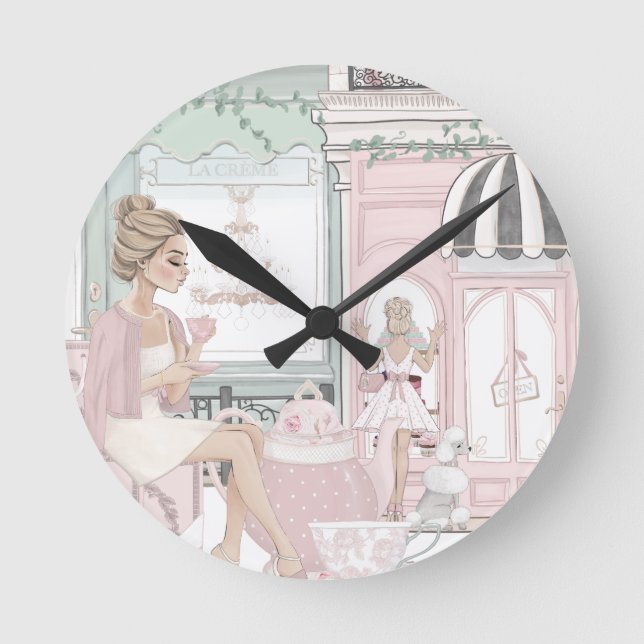 Chic Ladys French Bakery Teatro Sociale Runde Wanduhr (Vorderseite)
