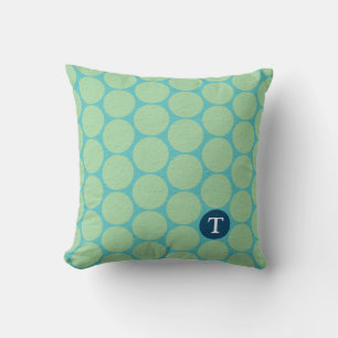 Chic Large Aquamarin Green Polka Dots Kissen
