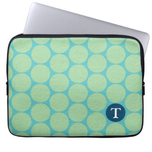Chic Large Aquamarin Green Polka Dots Laptopschutzhülle