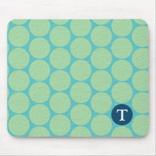 Chic Large Aquamarin Green Polka Dots Mousepad
