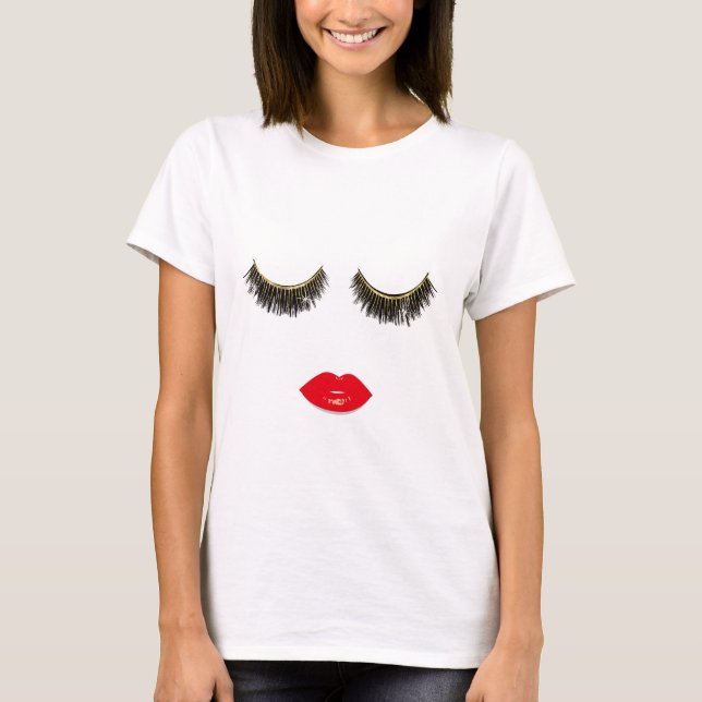 Chic Lashes und Rote Lippen T-Shirt (Vorderseite)