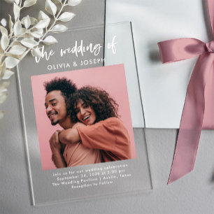 Chic Lässiges Skript und Foto   Hochzeit Acryleinladungen