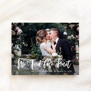 Chic Lässiges Skript und Foto   Hochzeit Ankündigungspostkarte