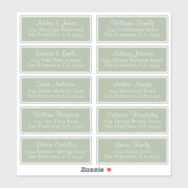 Chic Laurel Green Wedding Guest Address Labels
