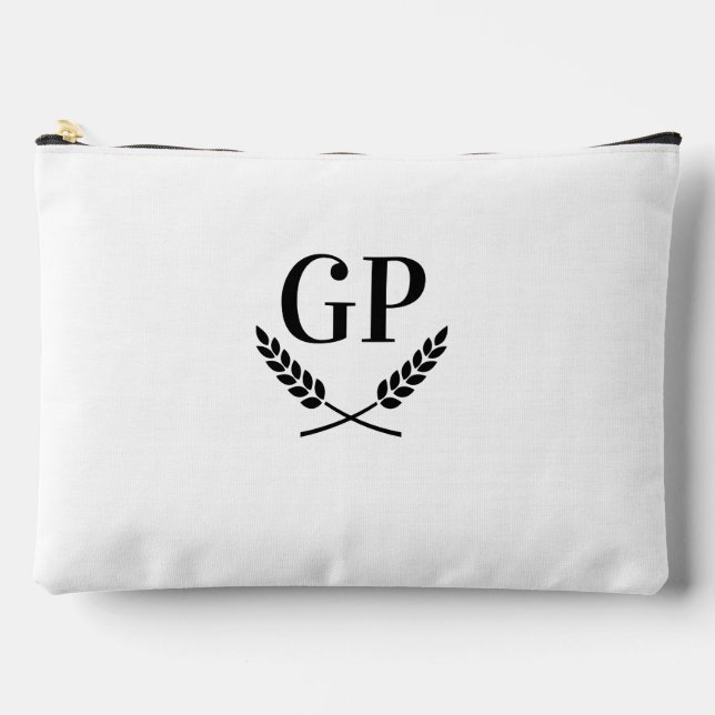 Chic laurel Wappen Monogramm Logo große Kosmetiktü Zubehörtasche (Vorderseite)