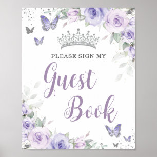 Chic Lavande Purple Floral Quinceañera Livre d'or