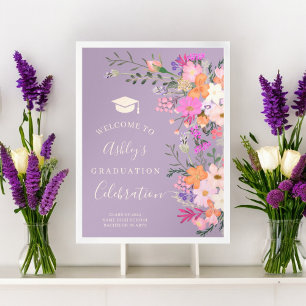 Chic Lavendel florale Aquarell Abschluss willkomme Poster