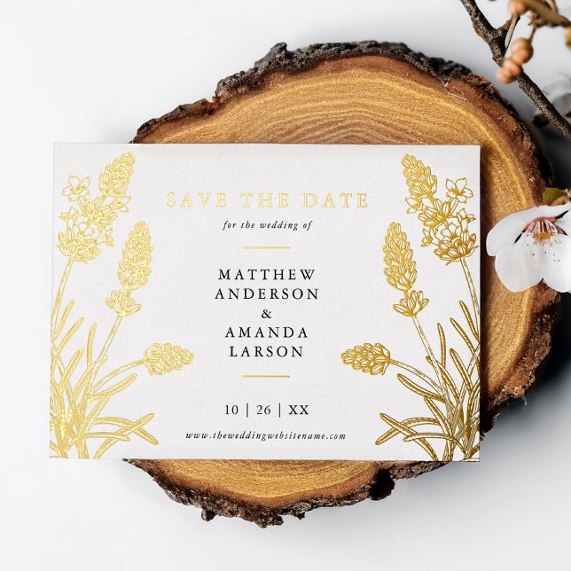 Chic Lavender Floral Non-Foto Save the Date REAL Folieneinladung (Von Creator hochgeladen)