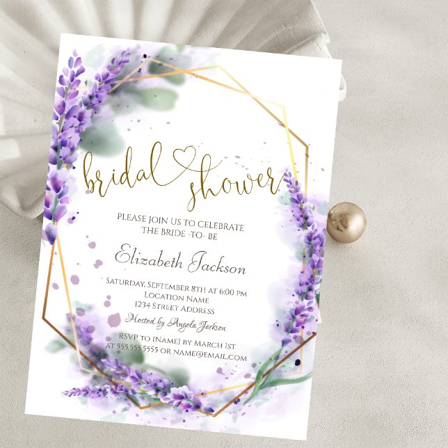 Chic Lavender Flowers Bridal Shower  Einladung (Von Creator hochgeladen)