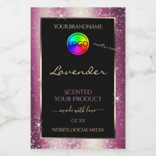 Chic Lavender Glitzer Frame Produktetikett und Log Lebensmitteletikett
