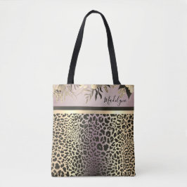 Chic Lavender Gold Leopard Safari Tasche
