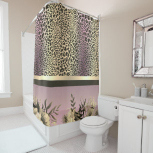 Chic Lavender Gold Safari rideau de douche