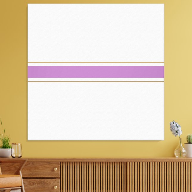 Chic Lavender Golden Brown Racing Streifen auf Wei Leinwanddruck (Insitu (Wohnzimmer))