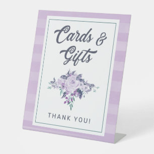 Chic Lavender Lila und Aquamarine Blumenkarten & G Sockelschild