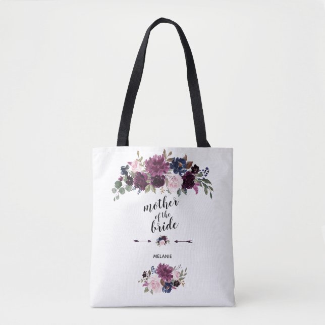 Chic Lavender Navy Blue Floral Mutter der Braut Tasche (Vorderseite)