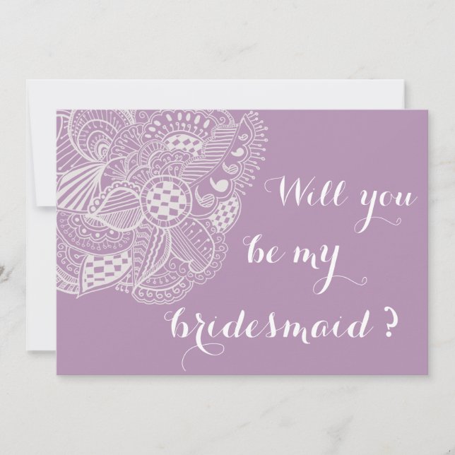 Chic Lavender Paisley wird meine Bridesmaid sein Einladung (Vorderseite)