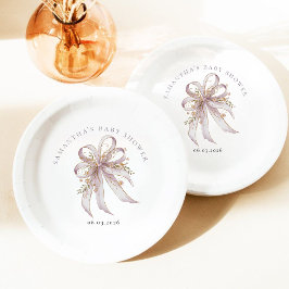 Chic Lavender Ribbon bow baby shower Pappteller