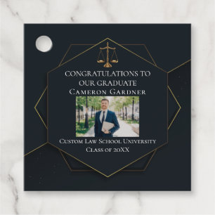Chic Law School Foto Schwarz Gold Abschlussfeier Geschenkanhänger