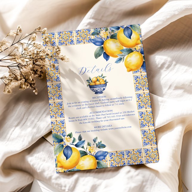 Chic Lemon Blumengrün mediterrane Hochzeit Begleitkarte (Von Creator hochgeladen)