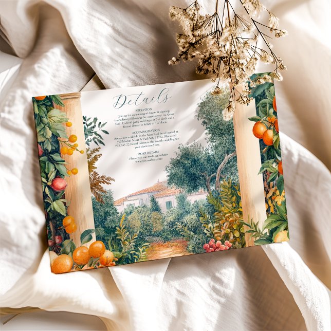 Chic Lemon Mediterranean Summer Wedding Begleitkarte (Von Creator hochgeladen)