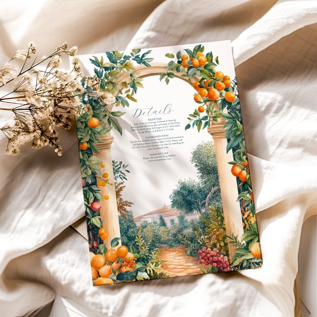 Chic Lemon Mediterranean Summer Wedding Begleitkarte (Von Creator hochgeladen)