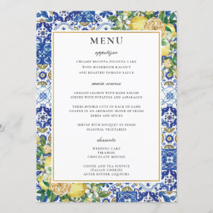 Chic Lemons Floral Greenery Mosaic Mariage Menu