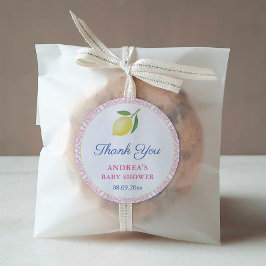 Chic Lemons Pink White Girl Baby Dusche Gefallen Runder Aufkleber