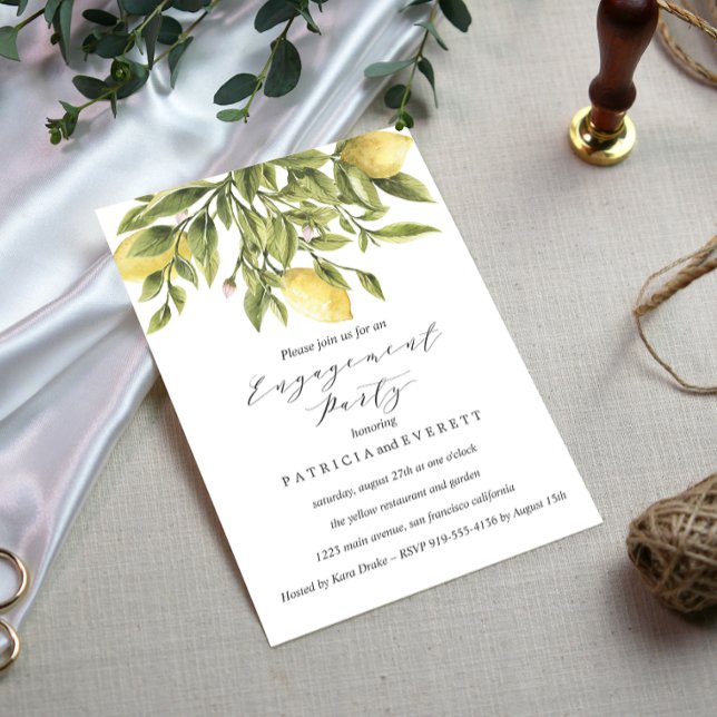 Chic Lemons und Foliage Wedding Party Einladung (Von Creator hochgeladen)