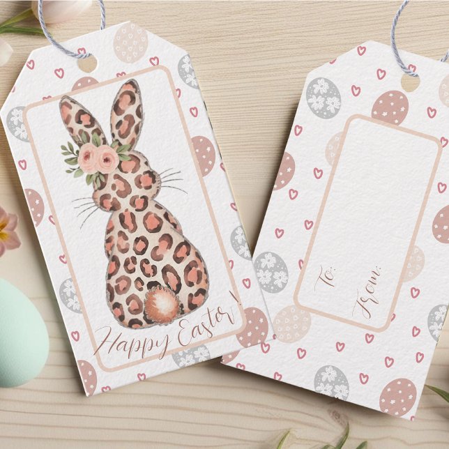 Chic Leopard Bunny Oaster Geschenkanhänger (Chic Leopard Bunny Easter Gift Tags)