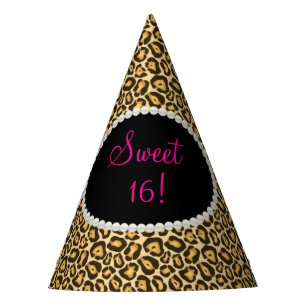 Chic-Leopard-Druck perlt Party-Hüte des Bonbon-16 Partyhütchen