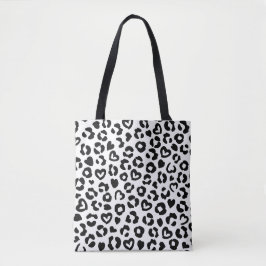 Chic Leopard Drucktasche - Schwarz & Weiß Tier Tasche