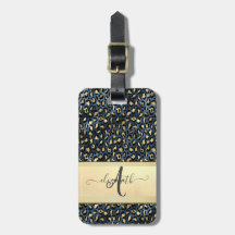 Chic Leopard Muster Black Bronze Monogram