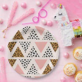 Chic Leopard & Pink Triangle Pattern Pappteller