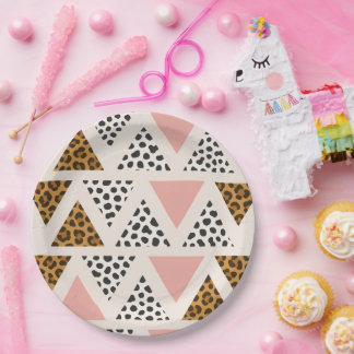 Chic Leopard & Pink Triangle Pattern Pappteller