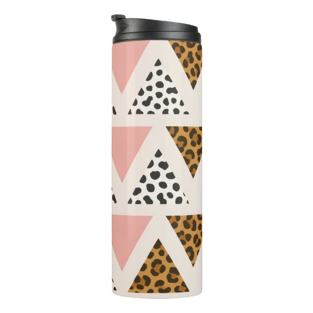 Chic Leopard & Pink Triangle Pattern Thermosbecher (Nach rechts gedreht)