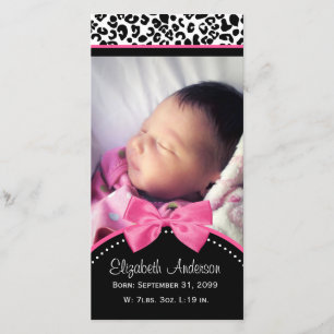 Chic Leopard Print Baby Foto Geburtsankündigung Ankündigung