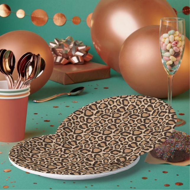 Chic Leopard Print Pappteller (Multi)