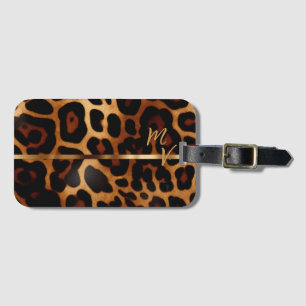 Chic Leopard Print und Gold Mit Monogramm Gepäckanhänger