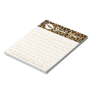 Chic Leopard Print with Lips Danke Notepad Notizblock